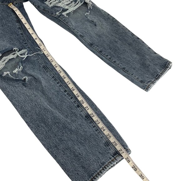 Good American Distressed Blue Jeans Size 10/30 Cotton  Straight Leg Denim Pants - Picture 6 of 8